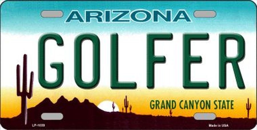 ARIZONA GOLFER State Background Metal License Plate
