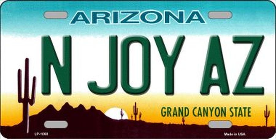N JOY AZ ARIZONA State Background Metal License Plate