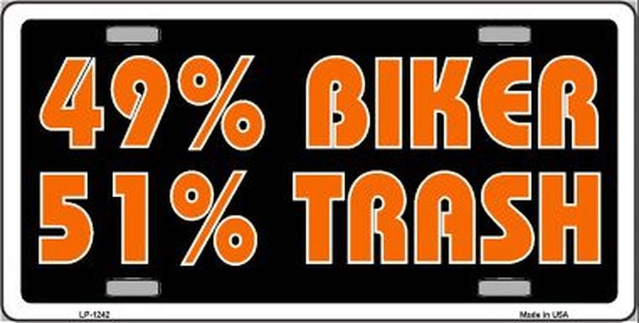BIKER TRASH Funny Metal License Plate