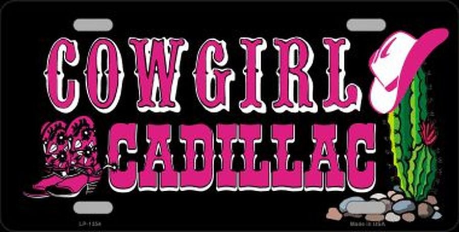 COWGIRL CADILLAC Metal License Plate Craft Supply