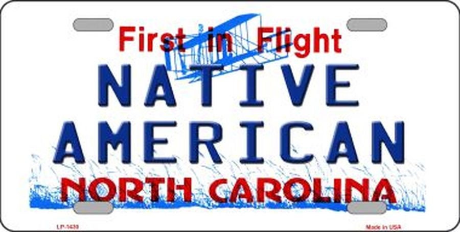 NORTH CAROLINA Native American State Background Metal License Plate