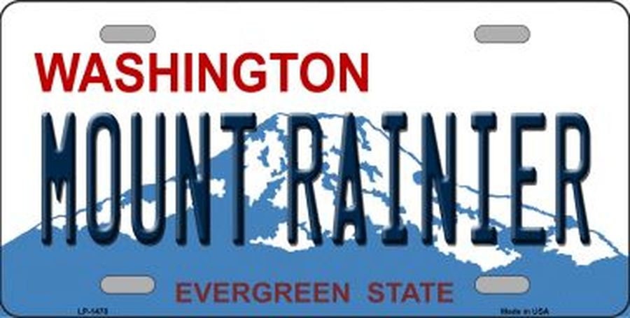 MOUNT RAINIER Washington State Background Metal License Plate Sign Novelty Vanity