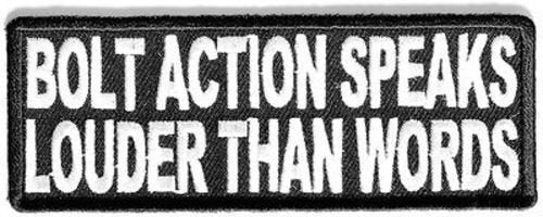 Bolt Action Speaks Louder Than Words Funny Biker Motorcycle Embroidered Patch