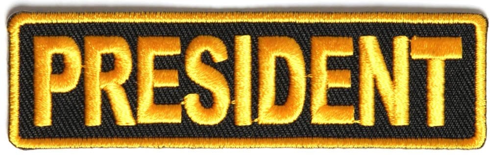 PRESIDENT Yellow Biker Motorcycle Embroidered Patch Craft Supply