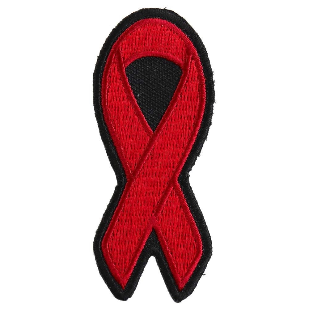 RED RIBBON Aids Heart Disease Awareness Motorcycle Biker Patch