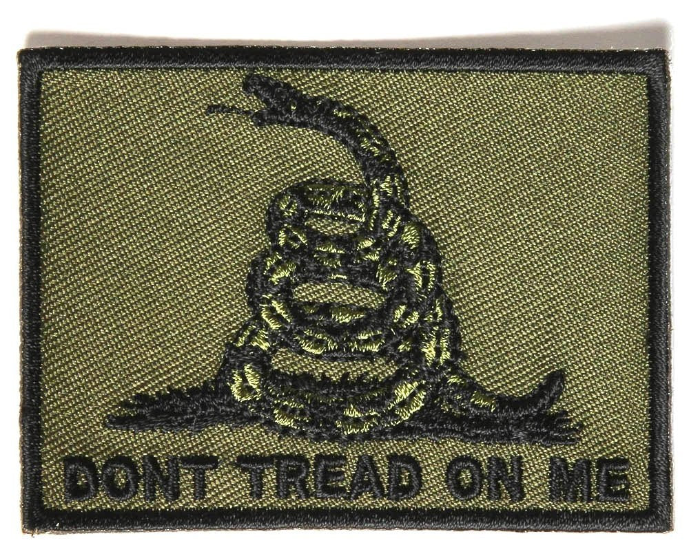 DON'T TREAD ON Me Gadsden Flag Black Army Green Embroidered Patch