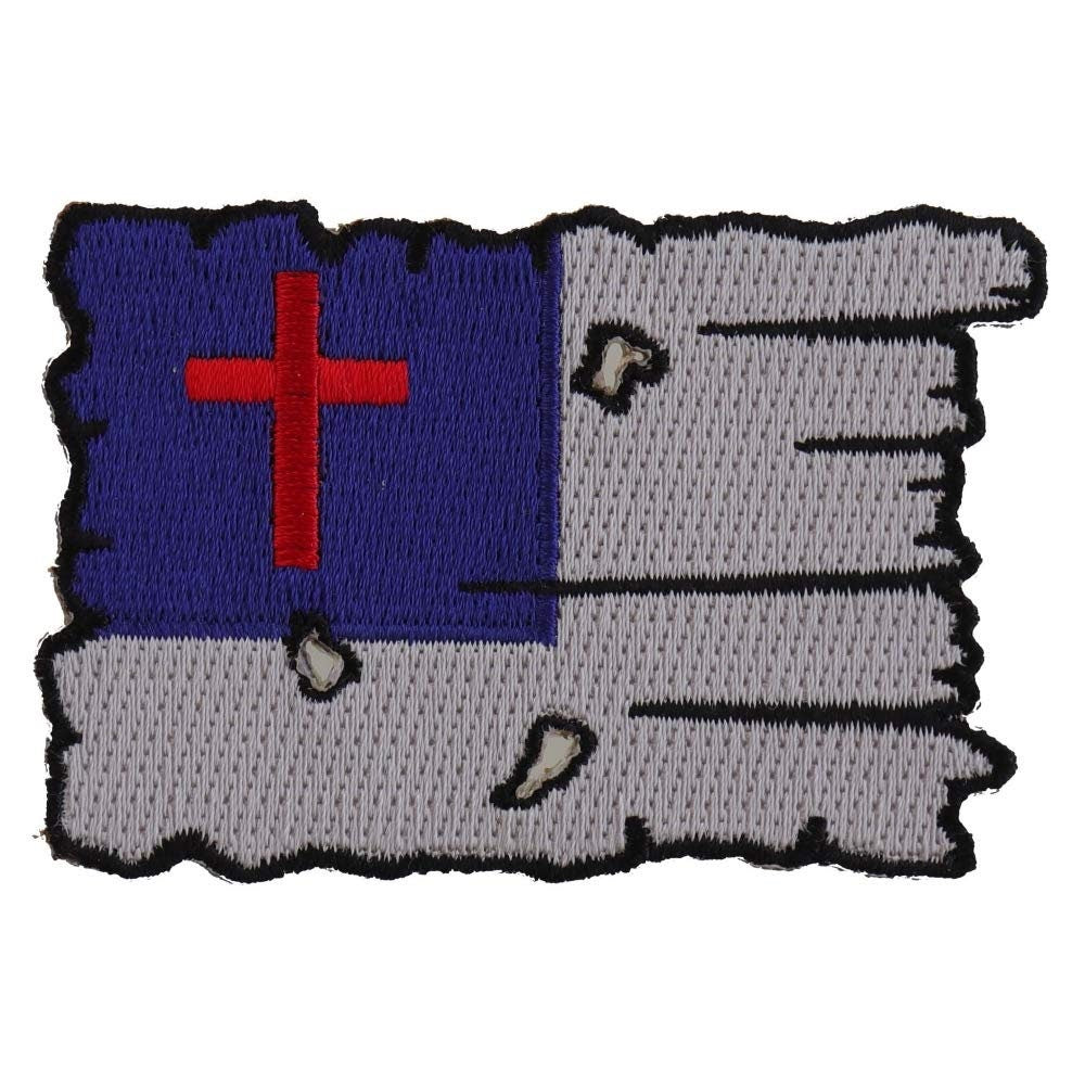 CHRISTIAN FLAG TATTERED Embroidered Patch