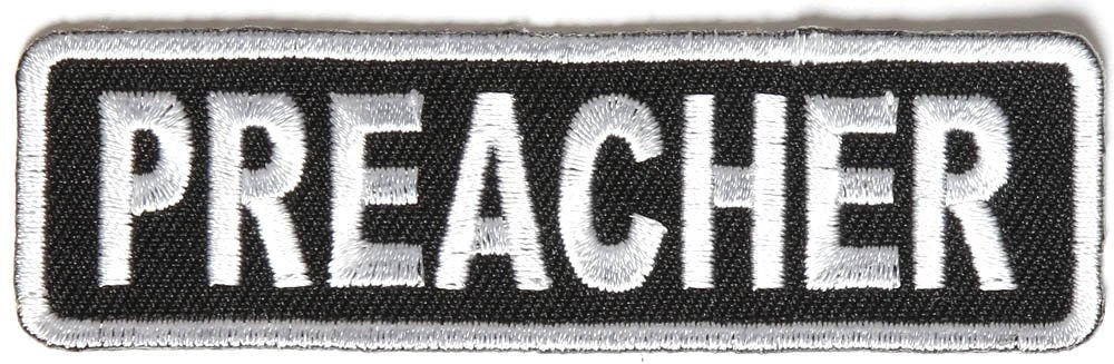 PREACHER Silver Black Christian Biker Motorcycle Embroidered Patch