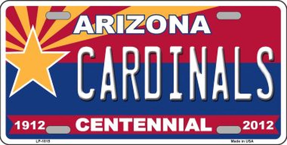 ARIZONA CARDINALS Centennial State Background Metal License Plate Craft Supply