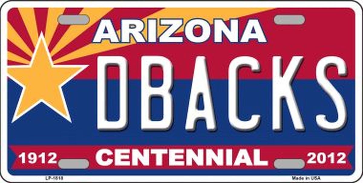 ARIZONA DBACKS Centennial State Background Metal License Plate Diamondbacks Craft Supply