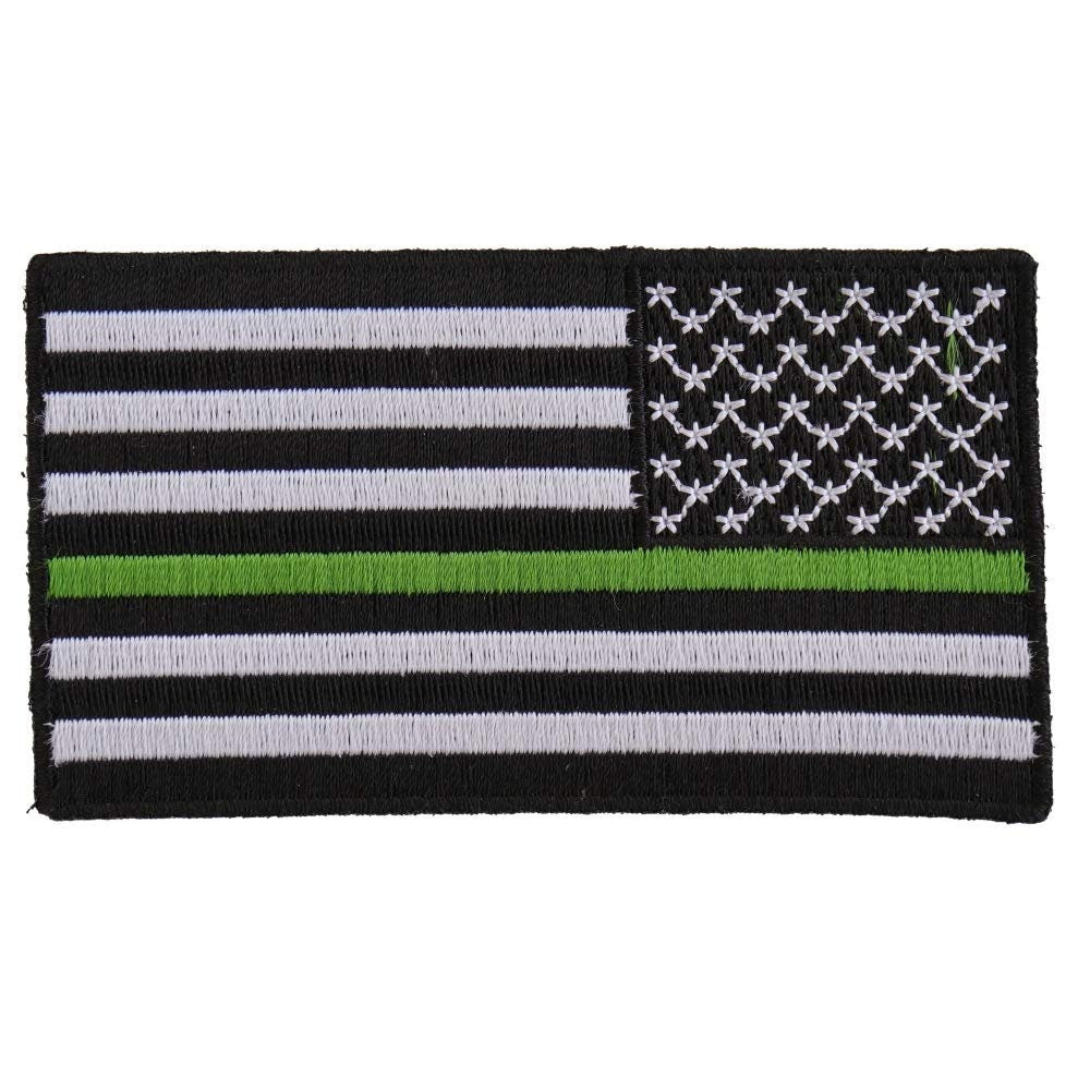 THIN GREEN LINE American Flag Reversed Embroidered Patch
