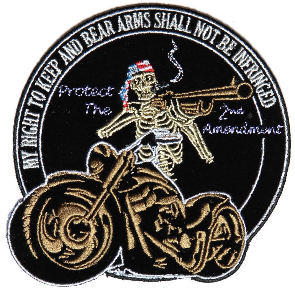SKELETON BIKER PROTECT 2ND Amendment Embroidered Patch