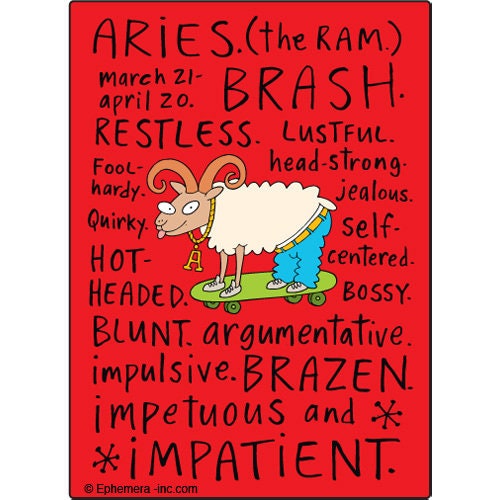 Aries Naughty Zodiac Sign Clayboys Funny RECTANGLE MAGNET