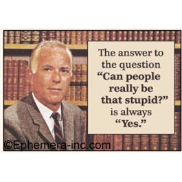 The answer to the question "Can people really be that stupid?" is always "Yes." Funny RECTANGLE MAGNET