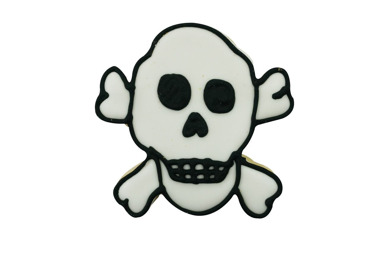 SKULL & CROSSBONES Cookie Cutter Metal 3.25 Inches - Halloween Funeral Casket Death Stencil Fondant Craft Supply