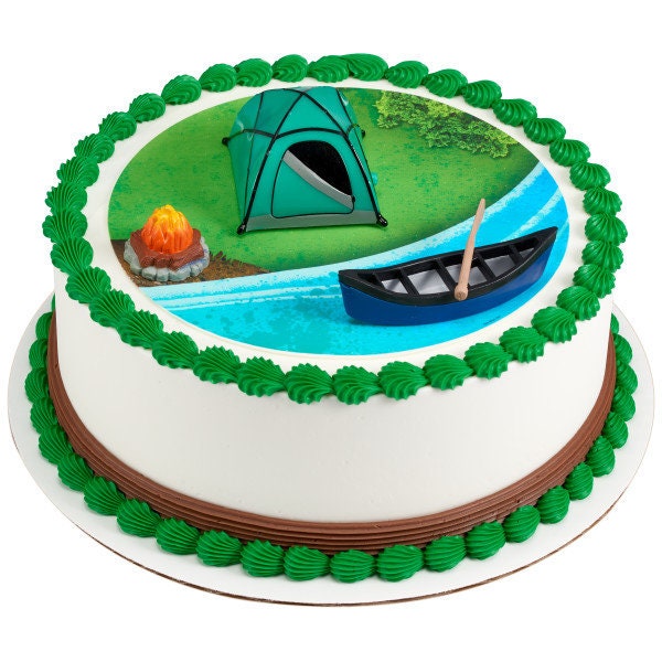 FIRESIDE CAMP Cake Topper Tent Canoe Paddle Cake Decoration Decoset Birthday
