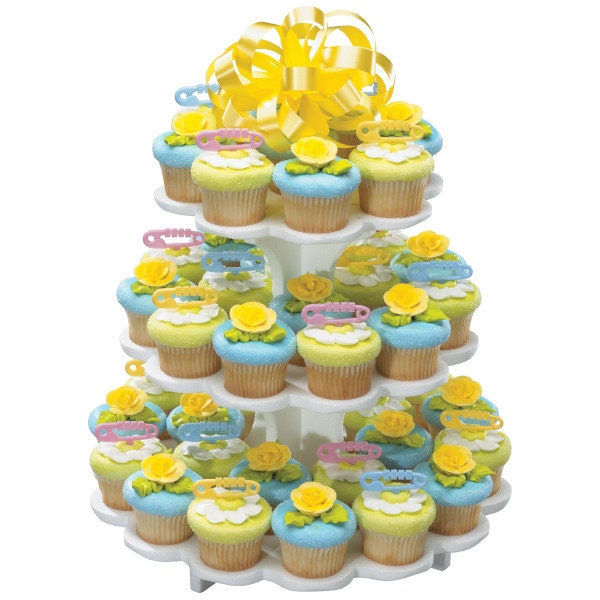 12 BABY DIAPER PINS Cupcake Picks Cake Toppers for Baby Shower Boy Girl Party Decoration