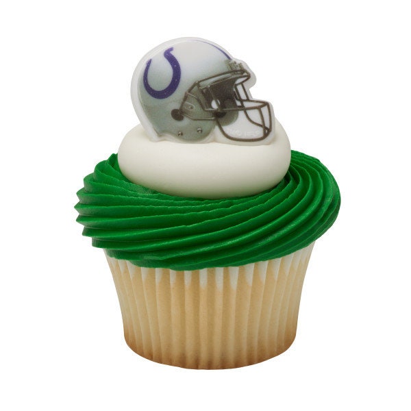 12 INDIANAPOLIS COLTS Cupcake Rings NFL Cake Toppers for Birthday Party Decoration Craft Supply