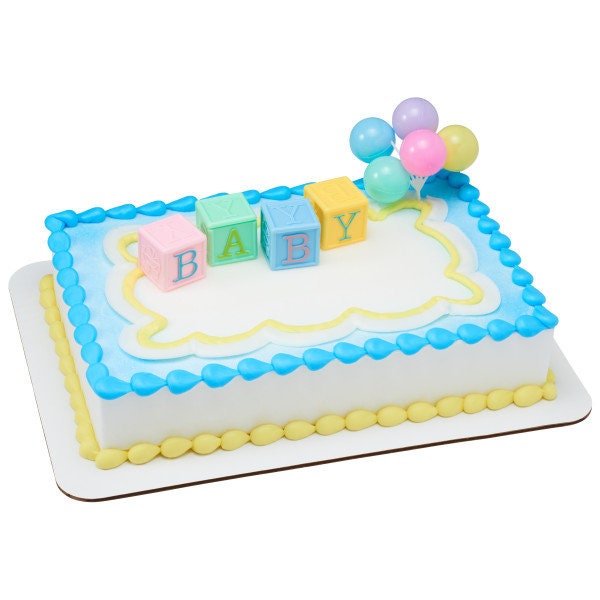 BABY BLOCKS Cake Topper Balloons Gender Reveal Baby Shower Cake Decoration Decoset