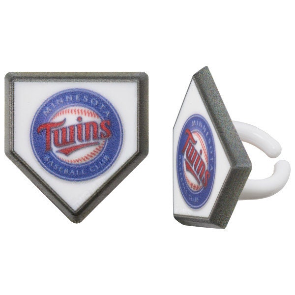 12 MINNESOTA TWINS Cupcake Rings MLB Home Plate Cake Toppers for Birthday Party Decoration