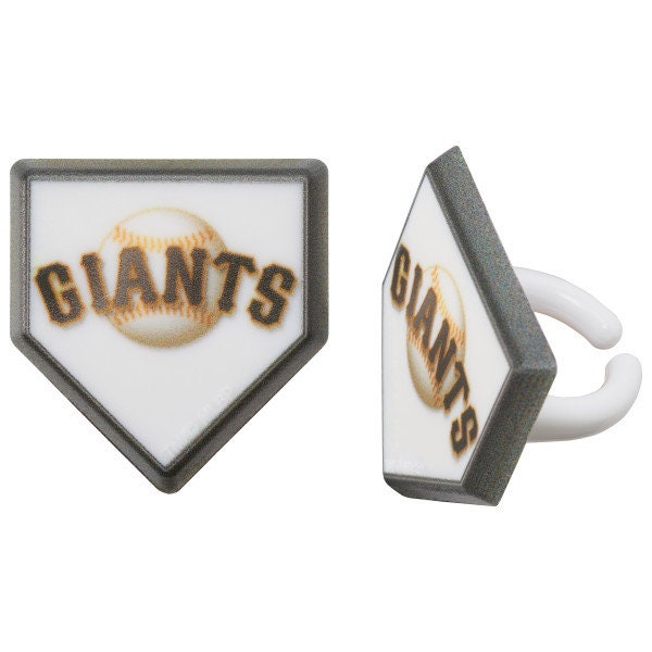12 SAN FRANCISCO GIANTS Cupcake Rings Mlb Home Plate Cake Toppers for Birthday Party Decoration Craft Supply