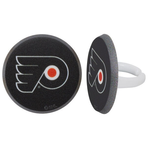 12 PHILADELPHIA FLYERS Cupcake Rings NHL Cake Toppers for Birthday Party Decoration Craft Supply