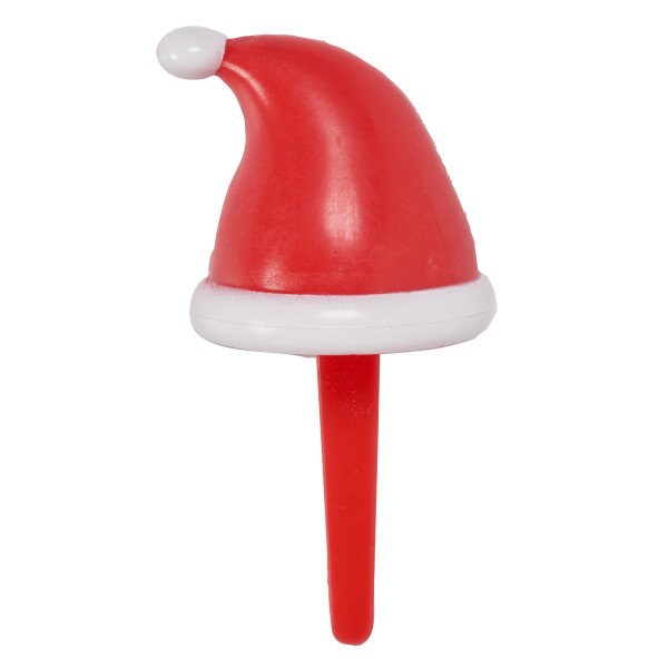 12 SANTA HATS Cupcake Picks Christmas Elf Holiday Cake Toppers Rings Party Decoration