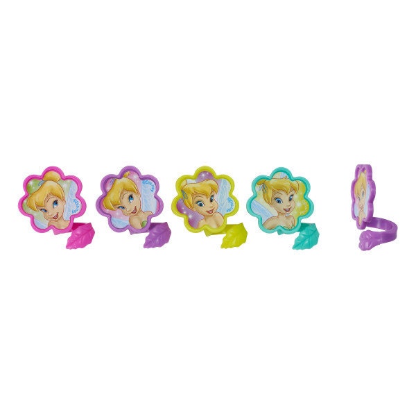 12 TINKERBELL Cupcake Rings I Believe in Fairies Tinker Bell Picks Cake Toppers Decoration Birthday Party