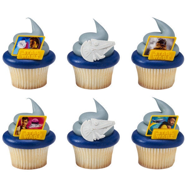 12 STAR WARS Cupcake Rings Story Han Solo Cake Toppers Birthday Party Decoration Craft Supply
