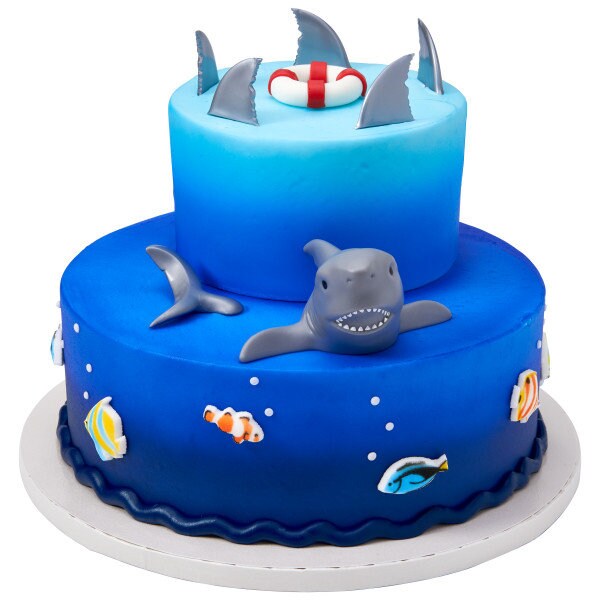 12 SHARK FIN Cupcake Picks Beach Ocean Under the Sea Week Cake Toppers Birthday Party Decoration Craft Supply