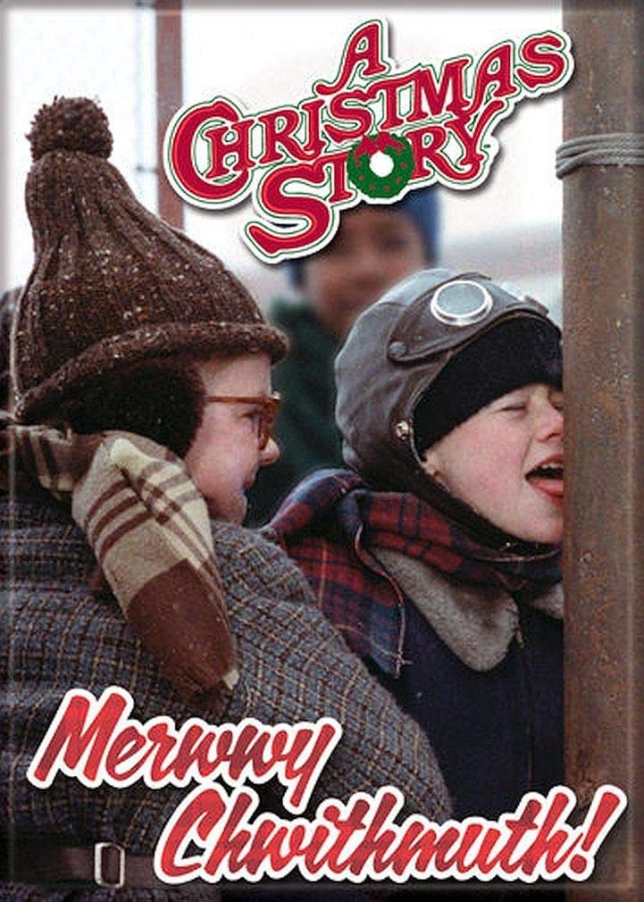 A CHRISTMAS STORY Mewwy Chwithmuth Magnet for Refrigerators and Lockers Classic Movie Funny