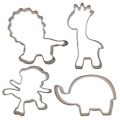 Cutie Cupcake Jungle Cutter Set - Monkey, Lion, Elephant, Giraffe -- For cakes, cupcakes, and cookies. Fondant OR Gumpaste Craft Supply