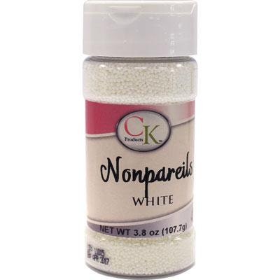 White Nonpareils - Sprinkles For Cupcakes, Cakes, Cookies, Parties - 3.8 oz.