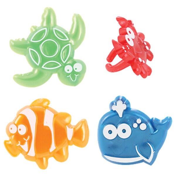 12 BEACH CUTIES Cupcake Rings Birthday Turtle Crab Whale Clown Fish Cake Toppers Party Decoration Picks