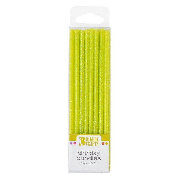 LIME GREEN Candles Birthday Lime Green Slim Glitter Candles Cupcake Cake Toppers for Birthday Party Decoration polka dots