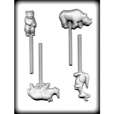 ZOO ANIMALS Sucker Hard Candy Mold -- Circus Rhino Kangaroo Bear Hippo Kangaroo Craft Supply