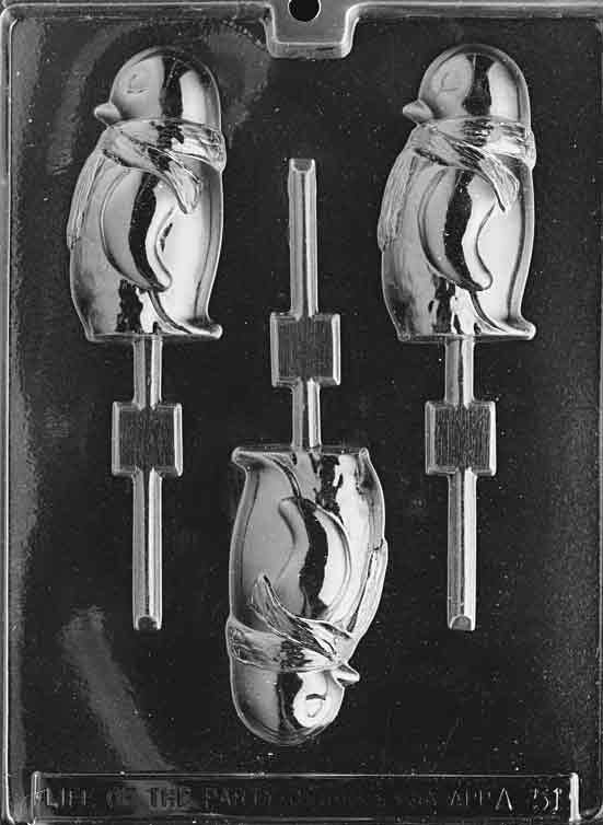 PENGUIN WITH SCARF Lolly Sucker Chocolate Candy Mold
