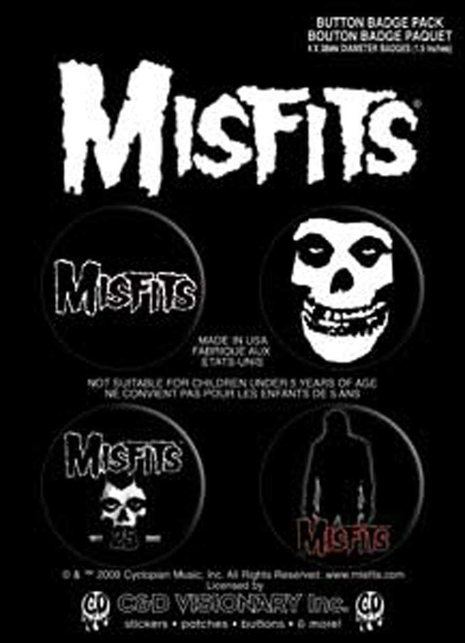 MISFITS 4-Piece Button Set - Assorted 1.5" - Rock Band - Pinback Badge Craft Supply