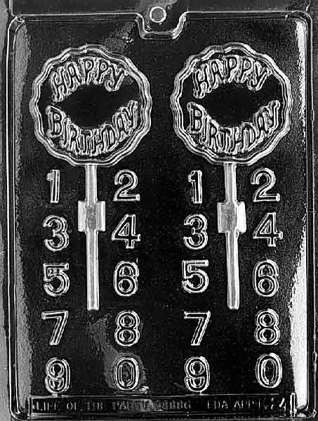 BIRTHDAY LOLLY Sucker Chocolate Candy Mold Craft Supply