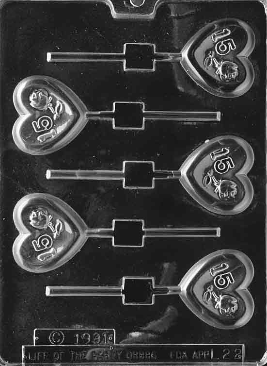 ROSE HEART #15 Lolly Sucker Chocolate Candy Mold