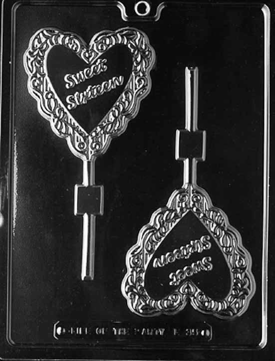 SWEET SIXTEEN HEART Lolly Sucker Chocolate Candy Mold