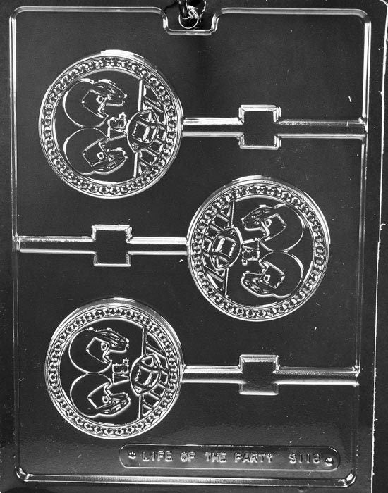 DUELING FOOTBALL HELMETS Lolly Sucker Chocolate Candy Mold