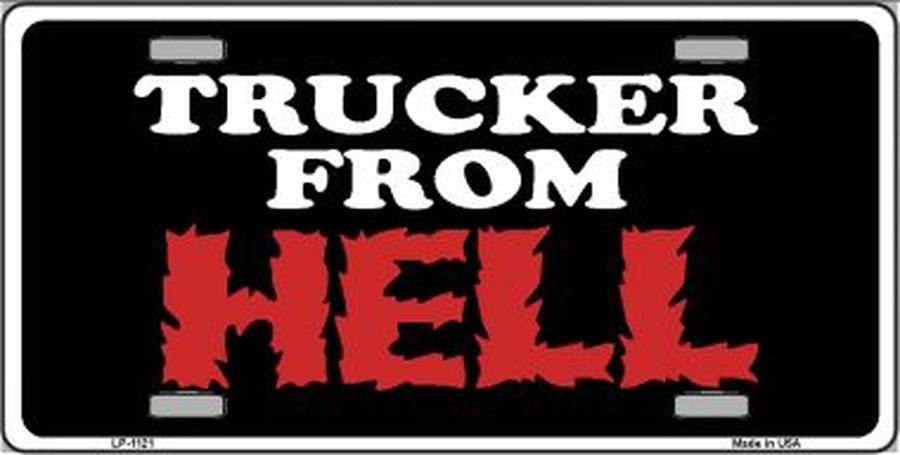 TRUCKER FROM HELL Metal License Plate