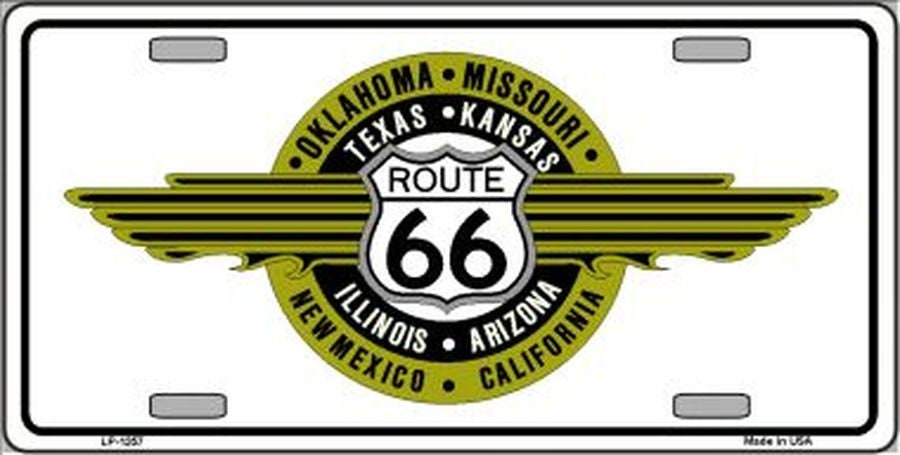 ROUTE 66 Shield Emblem Metal License Plate