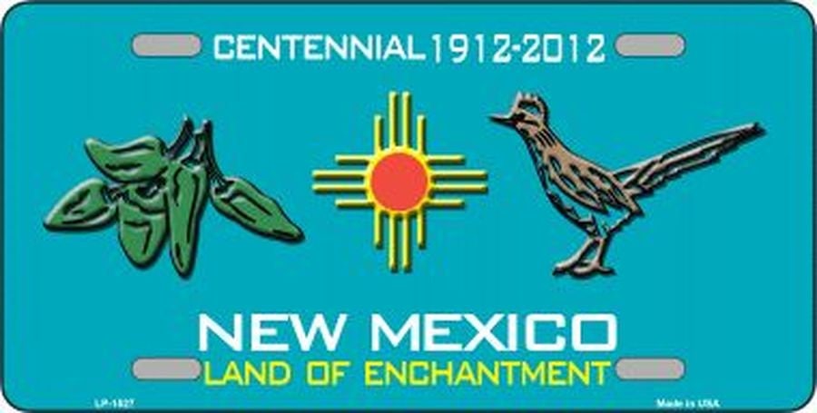 GREEN CHILI Road Runner New Mexico State Background Metal License Plate