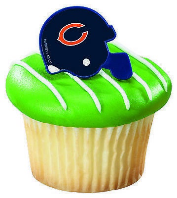 12 CHICAGO BEARS Cupcake Rings NFL Cake Toppers for Birthday Party Decoration