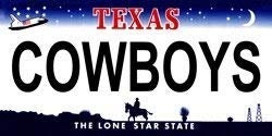 COWBOYS Texas State Background Metal License Plate Sign Novelty Vanity Football
