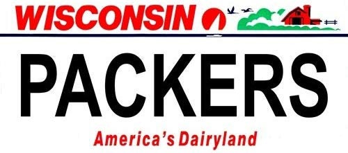 PACKERS Wisconsin State Background Metal License Plate