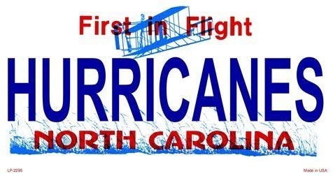 HURRICANES North Carolina State Background Metal License Plate