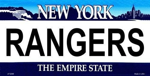 RANGERS New York State Background Metal License Plate